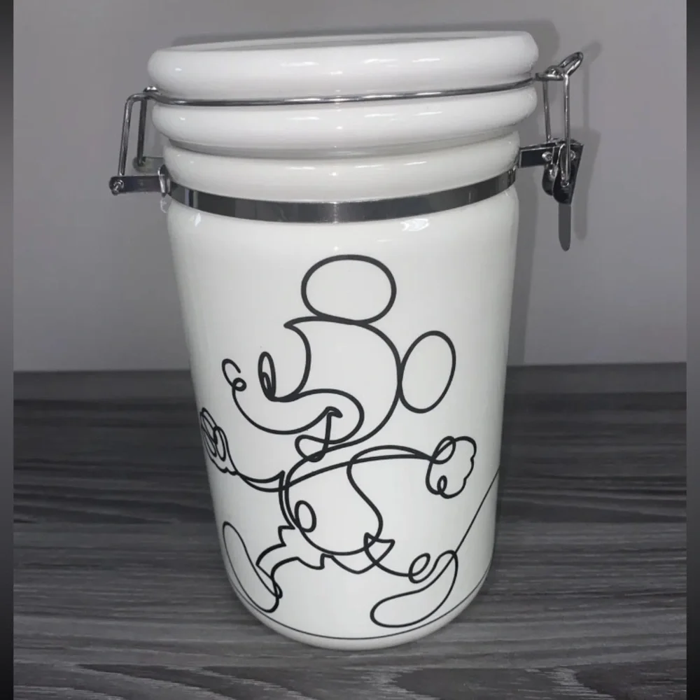 Disney Mickey Mouse 8” Linear Hinge Cookie Jar Canister Container Black …